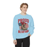 Proud Military Mom Sweatshirt, Patriotic Army Mom Pullover, Gift for Military Mother, Deployment Homecoming Crewneck, Flag Floral Top
