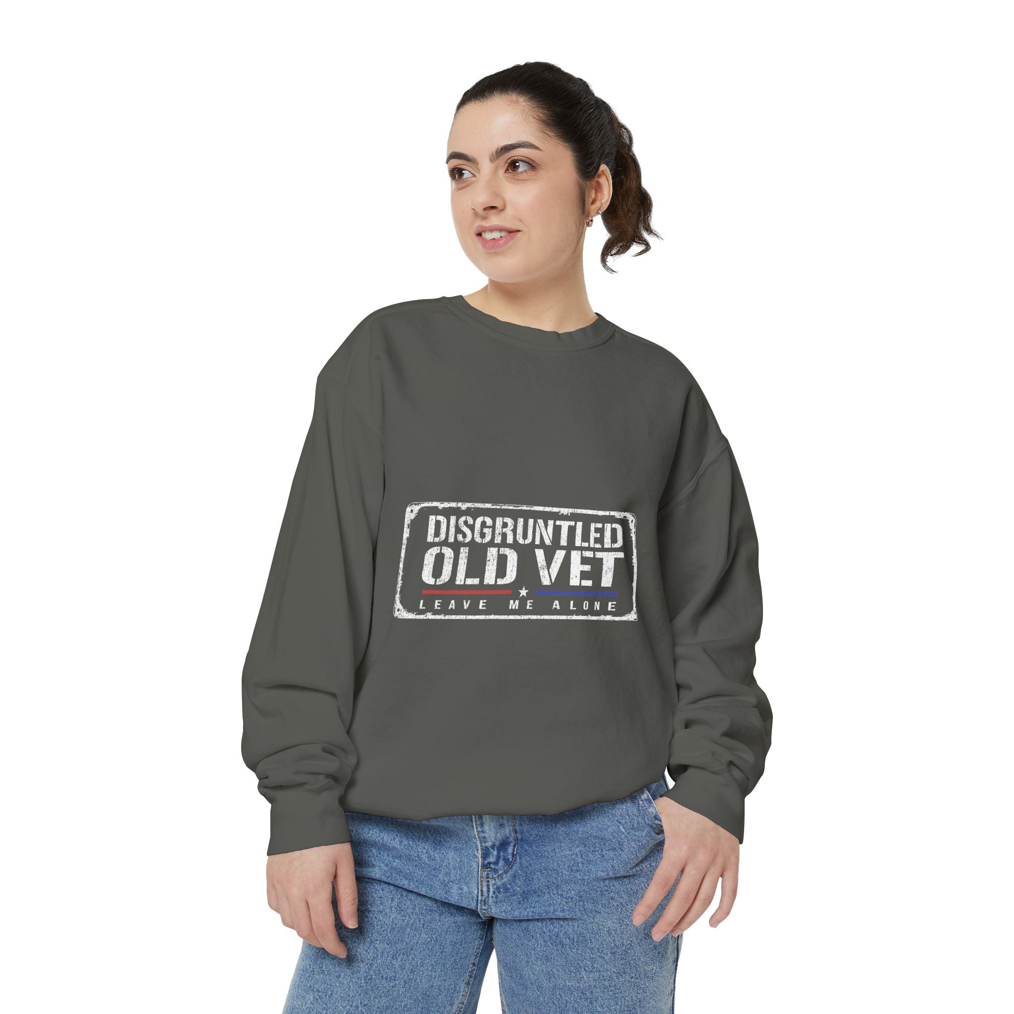 Disgruntled Old Vet Sweatshirt, Leave Me Alone Veteran Crewneck, Funny Military Gift for Retired Soldier, Sarcastic Grandpa Pullover