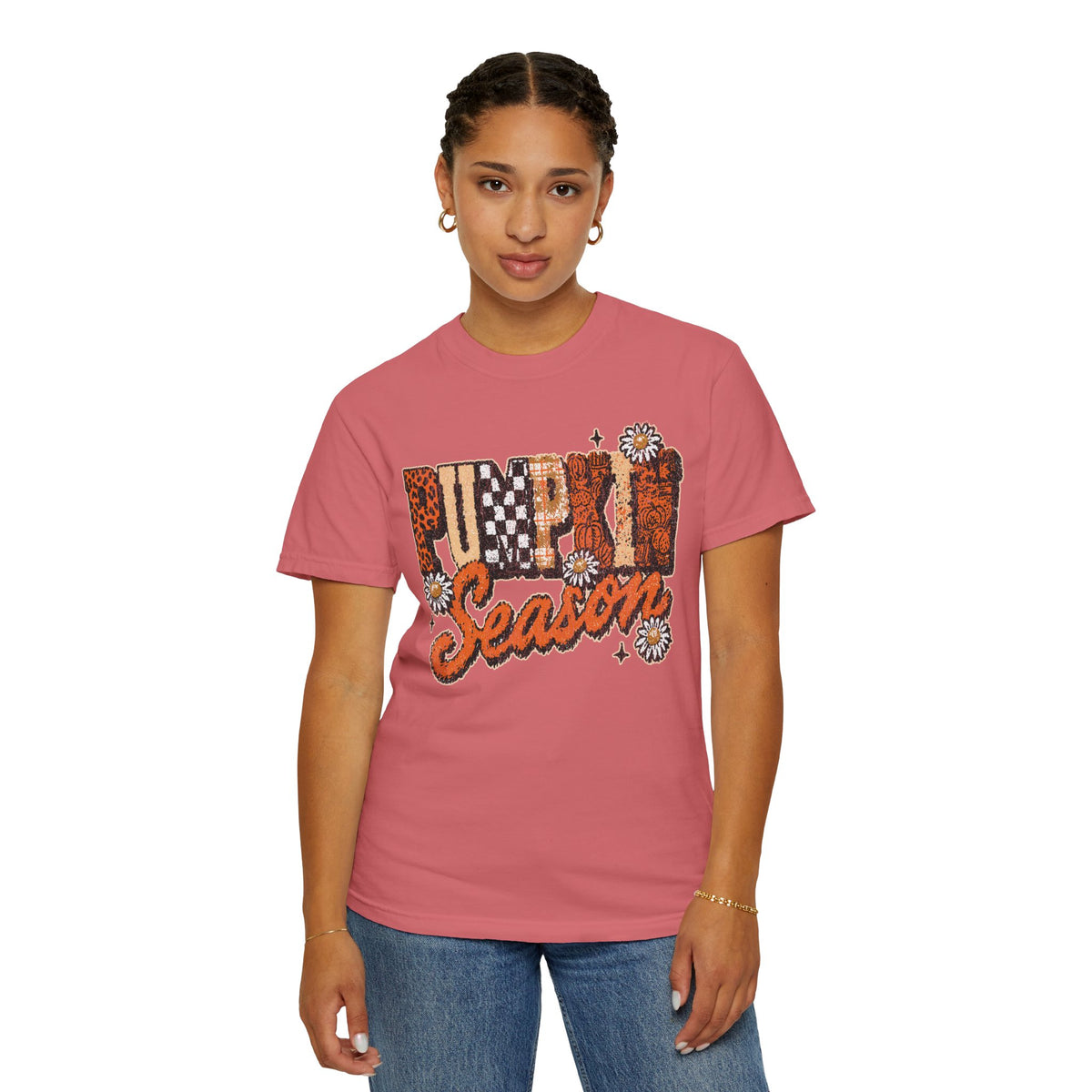 Pumpkin Season Shirt, Retro Leopard Checker Fall Graphic Tee, Cute Autumn Gift for Women, Cozy Thanksgiving October Outfit for Her