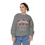 Christmas Wine Glass Sweatshirt, Rhinestone Style Santa Hat Crewneck, Sparkly Holiday Party Pullover, Wine Lover Gift for Girls Night