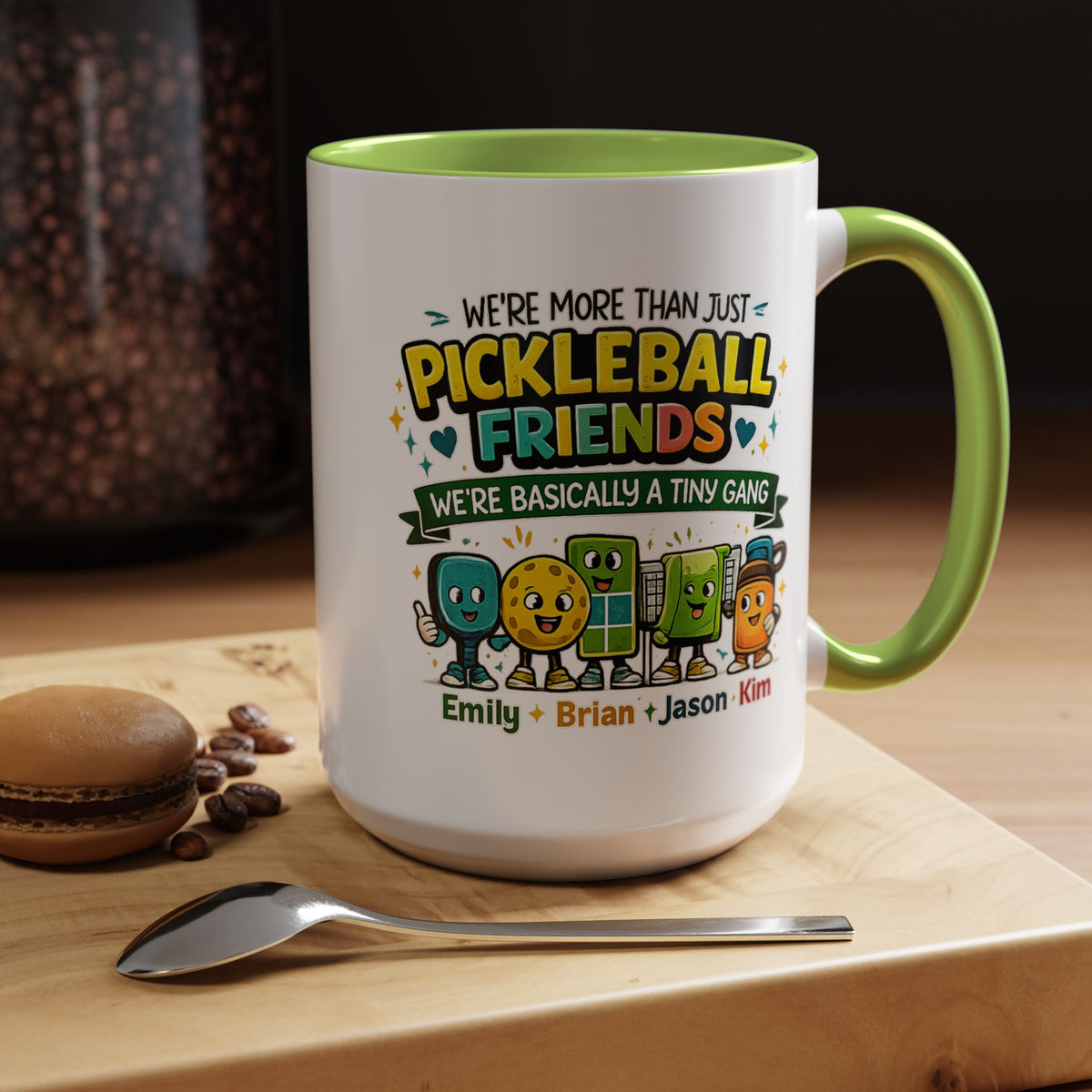 Personalized Pickleball Friends Mug, Custom Pickleball Team Coffee Mug with Names, Funny Pickleball Gift for Teammates and Best Friends