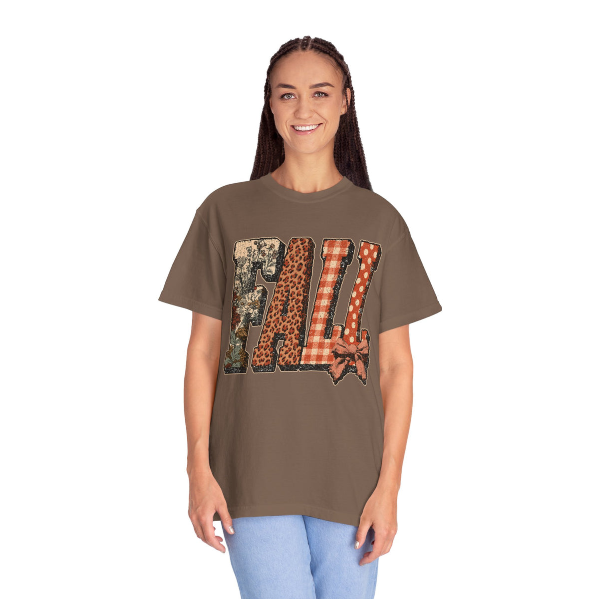 Patchwork Fall Shirt, Floral Leopard Plaid Autumn Graphic Tee, Coquette Bow Seasonal Gift for Women, Cozy Thanksgiving Outfit for Her
