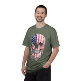 American Flag Skull Shirt, Distressed Patriotic Graphic for Biker Outfits, Fourth of July Style, Birthday Gift for Skull Art Lovers