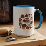 Cozy Harvest Coffee Mug, Cute Autumn Favorites Cup, Fall Gift for Her, Pumpkin Spice Lover Birthday Present, Thanksgiving Kitchen Decor