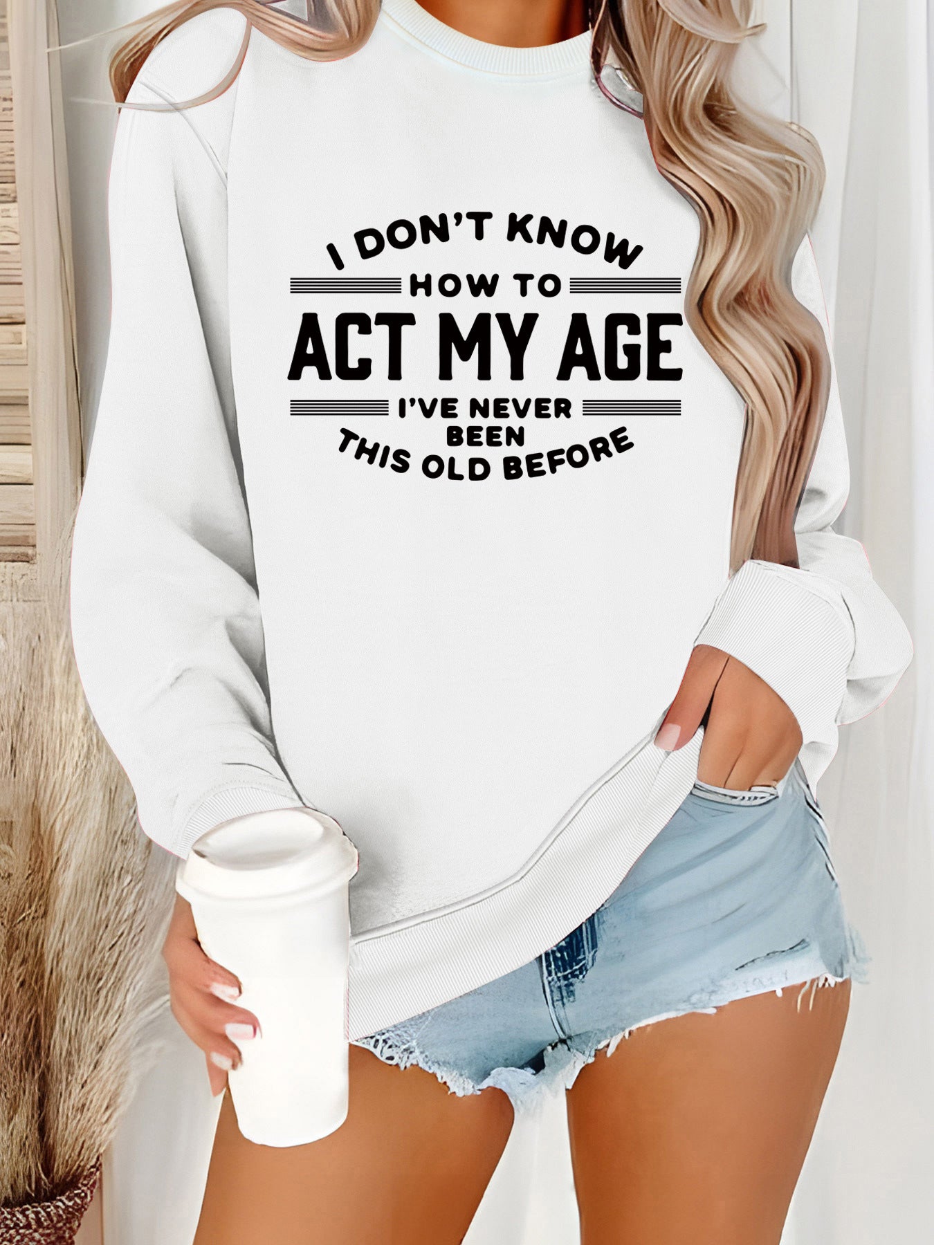 ACT MY AGE printed pullover sweatshirt sweatshirt