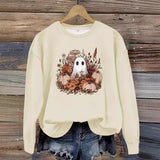 Round neck cartoon ghost print pullover sweatshirt sweatshirt sweatshirt
