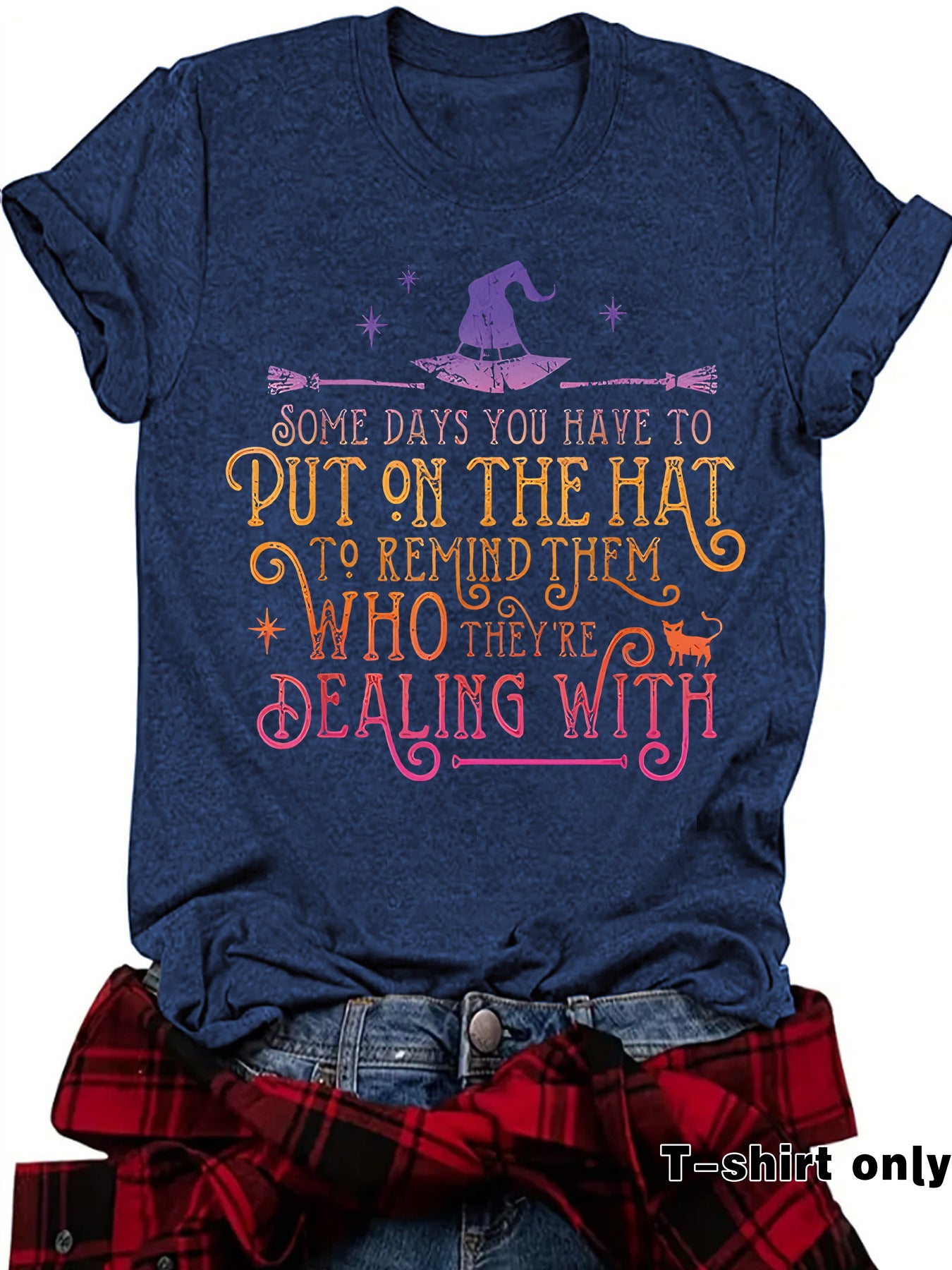 Printed short sleeved humorous witch Halloween