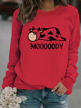 Round neck MOOOOODY printed pullover sweatshirt sweatshirt