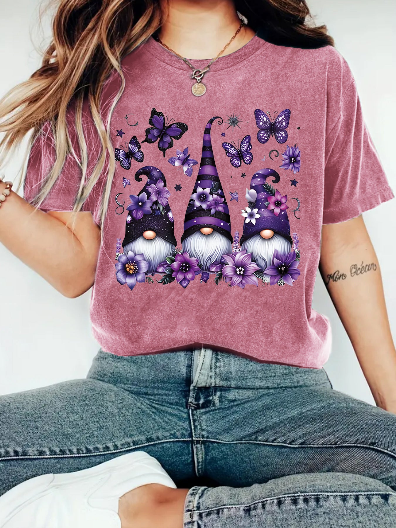 T-shirt purple magic hat Halloween print