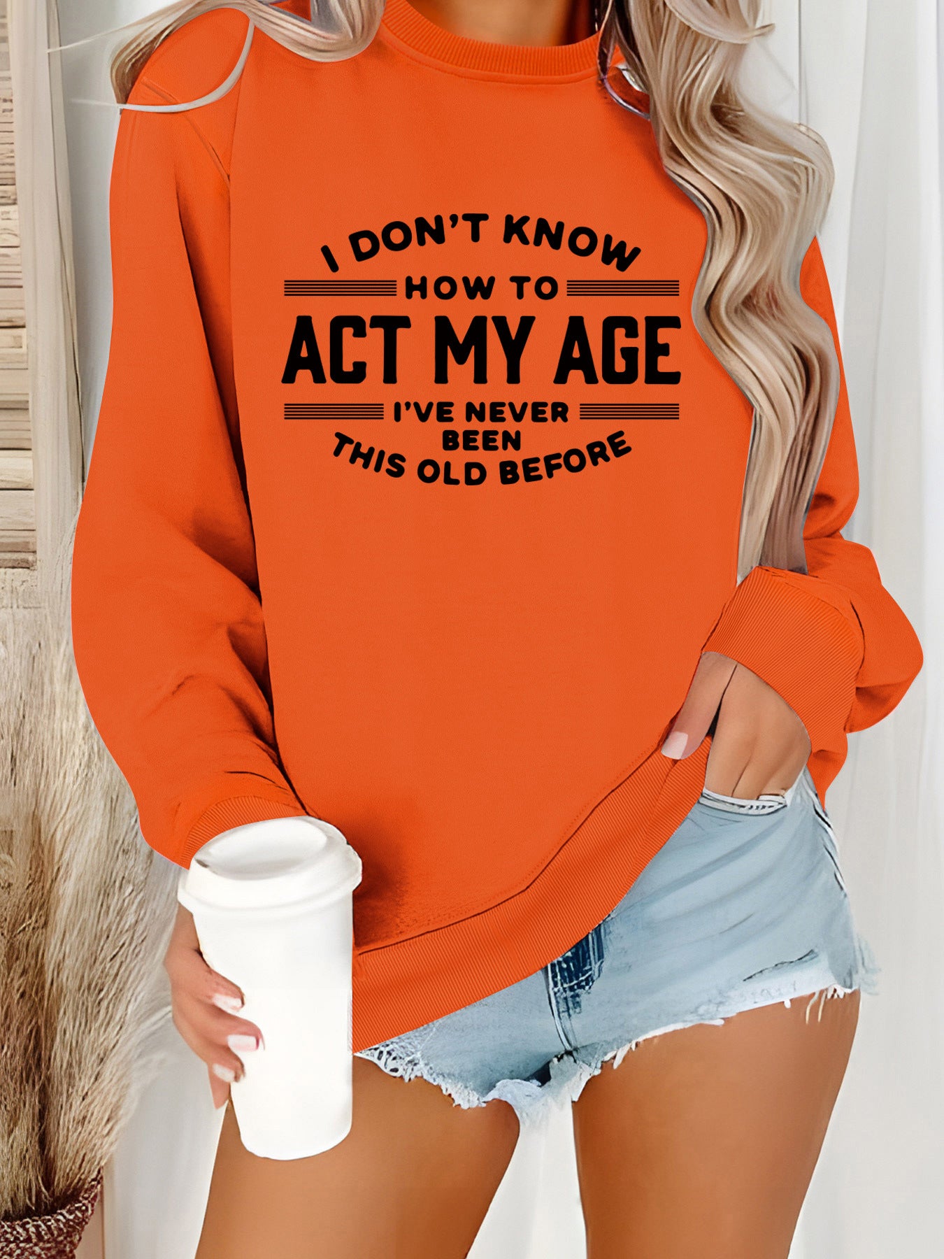 ACT MY AGE printed pullover sweatshirt sweatshirt