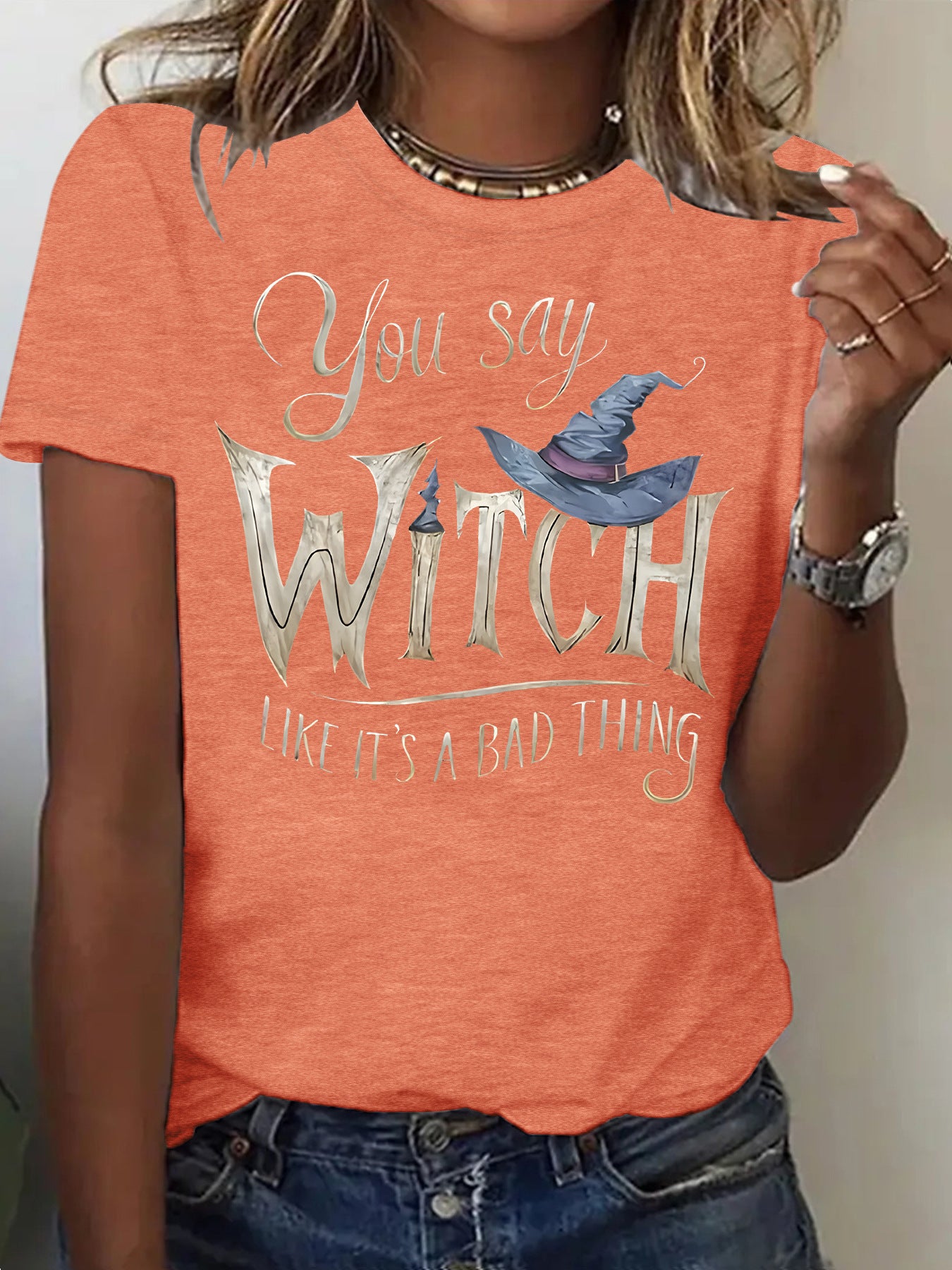 Printed short sleeved witch Halloween