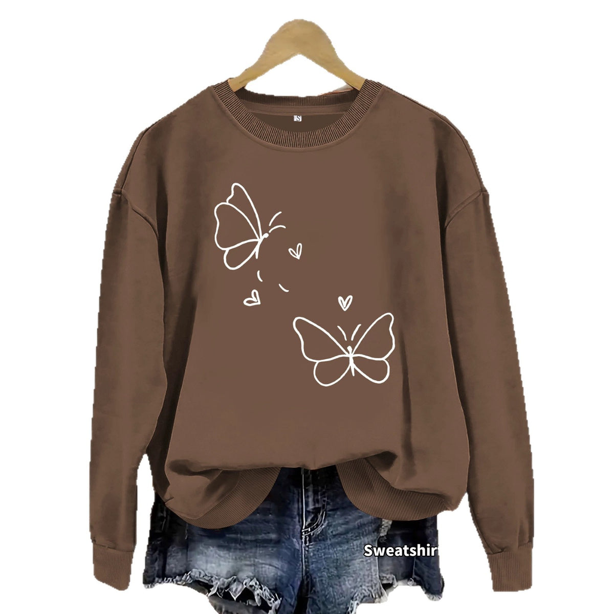 Round neck fleece hoodie