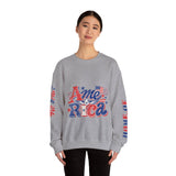 America Graphic Sweatshirt, Vintage USA Pullover, Patriotic American Flag Top, Fourth of July Outfit, Americana Gift for Women
