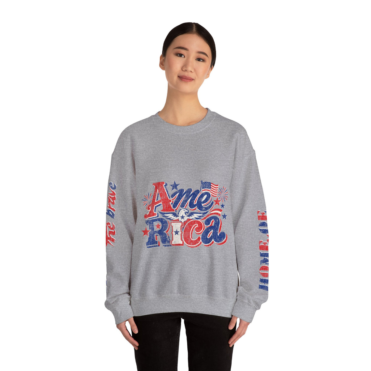 America Graphic Sweatshirt, Vintage USA Pullover, Patriotic American Flag Top, Fourth of July Outfit, Americana Gift for Women