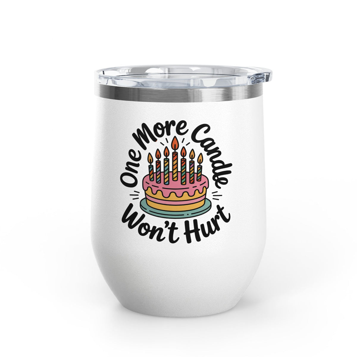 Funny Birthday Wine Tumbler, One More Candle Won't Hurt Cake Design, Getting Older Gift for a Best Friend or Coworker Who Loves a Laugh