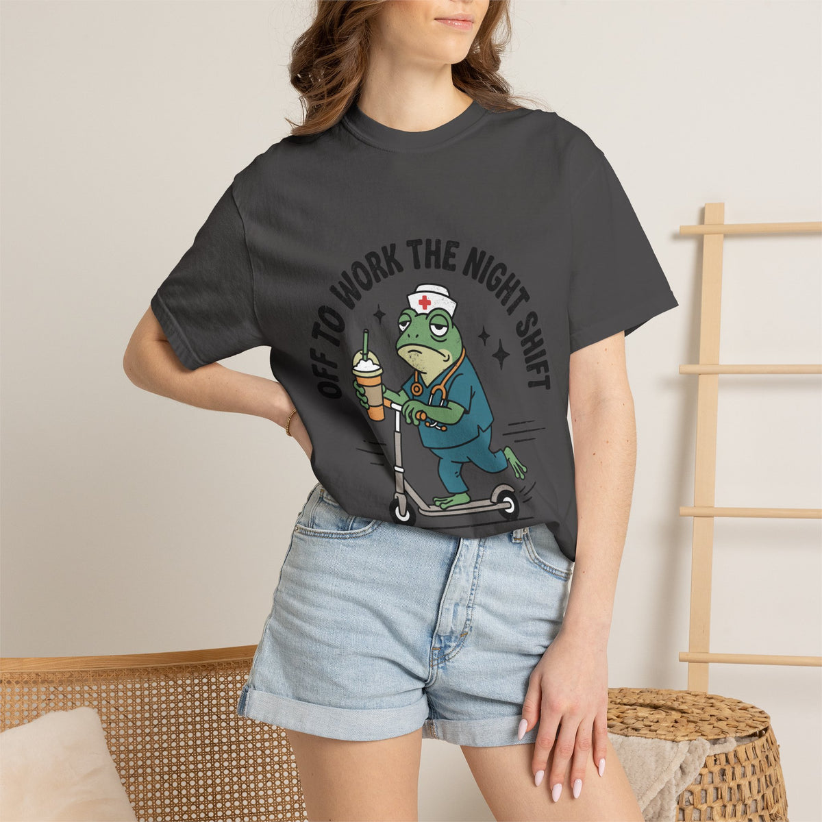 Night Shift Nurse Comfort Colors Shirt, Funny Nurse Frog Tee, Healthcare Worker Gift, RN CNA Nursing School Graduate Shirt