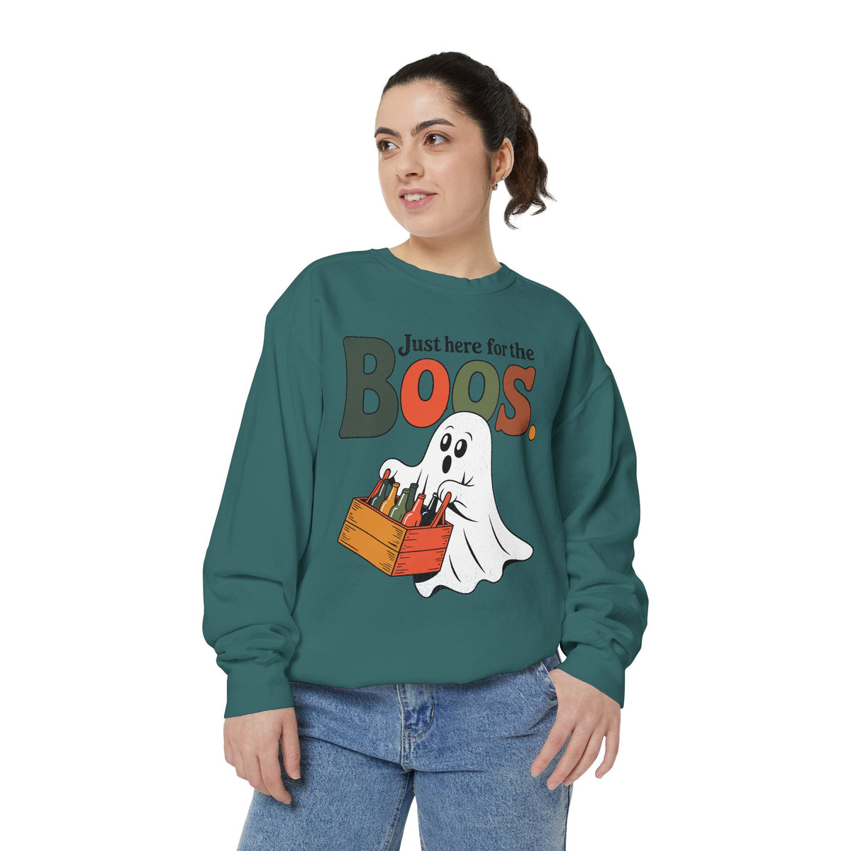 Funny Halloween Ghost Sweatshirt, Where My Boos At Party Pullover, Spooky Season Drinking Gift for Beer Lover, Adult Costume Party Outfit