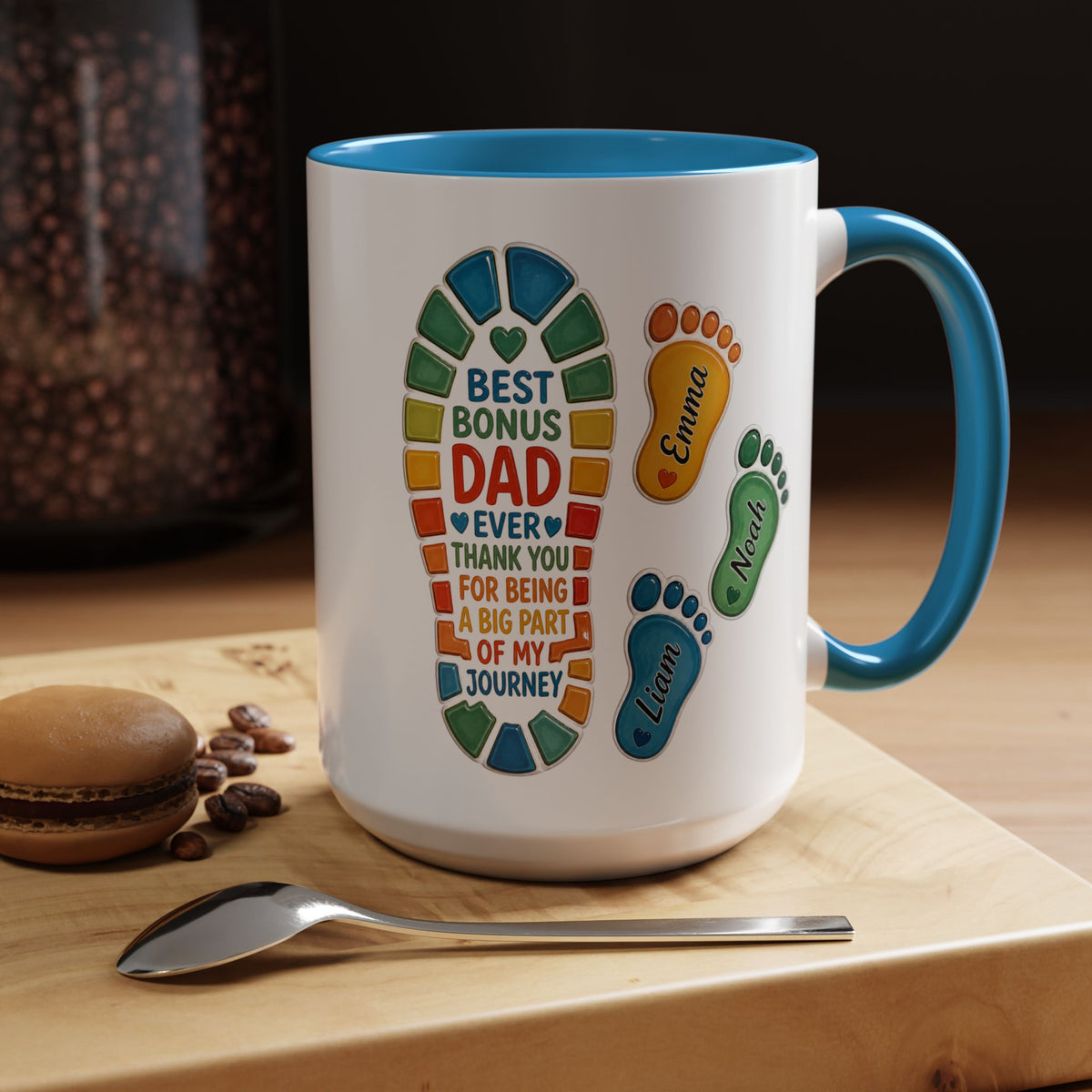 Personalized Bonus Dad Mug, Custom Stepdad Coffee Mug with Kids Names, Father's Day Gift for Bonus Father, Family Appreciation Cup
