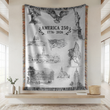 America 250 Woven Blanket, Patriotic USA Throw Blanket for Americana Home Decor, Bicentennial Gift for Veterans and History Lovers