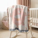 Personalized Goose Woven Blanket, Custom Baby Name Blanket, Nursery Decor Throw, Baby Shower Gift, Cute Goose Bedding Accent for Girls