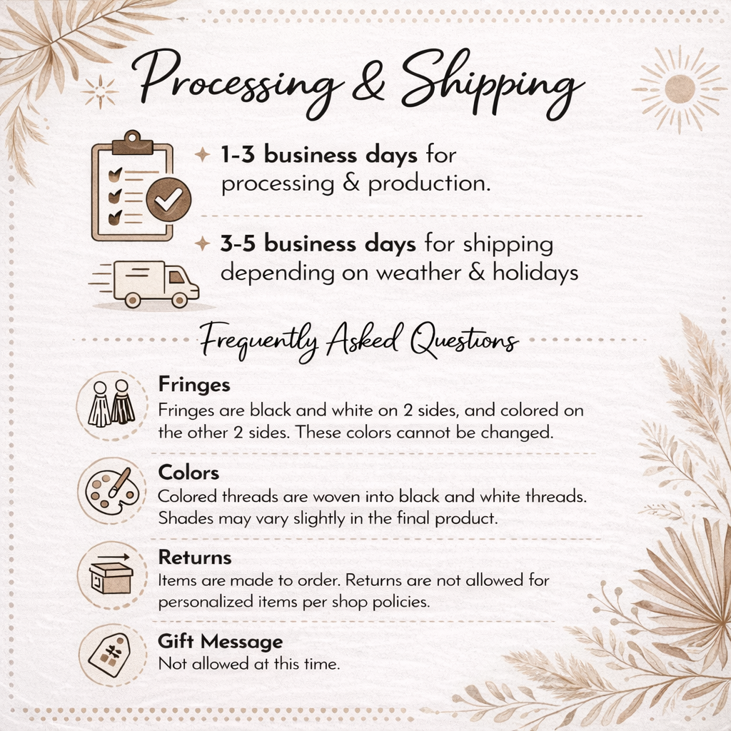 Personalized Family Name Woven Blanket, Neutral Floral Throw Blanket, Custom Last Name Gift, Beige Boho Home Decor