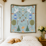 Personalized Camping Couple Woven Blanket, Hand in Hand Campfire Blanket, Custom Initials Anniversary Gift, Since Year Couple Throw