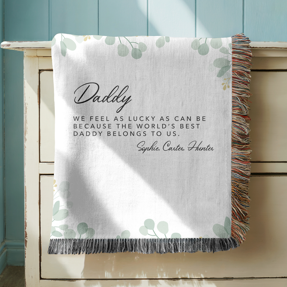 Personalized Dad Quote Woven Blanket, Custom Father's Day Gift Blanket, Sentimental Gift for Dad, Family Keepsake Throw, Gift from Kids