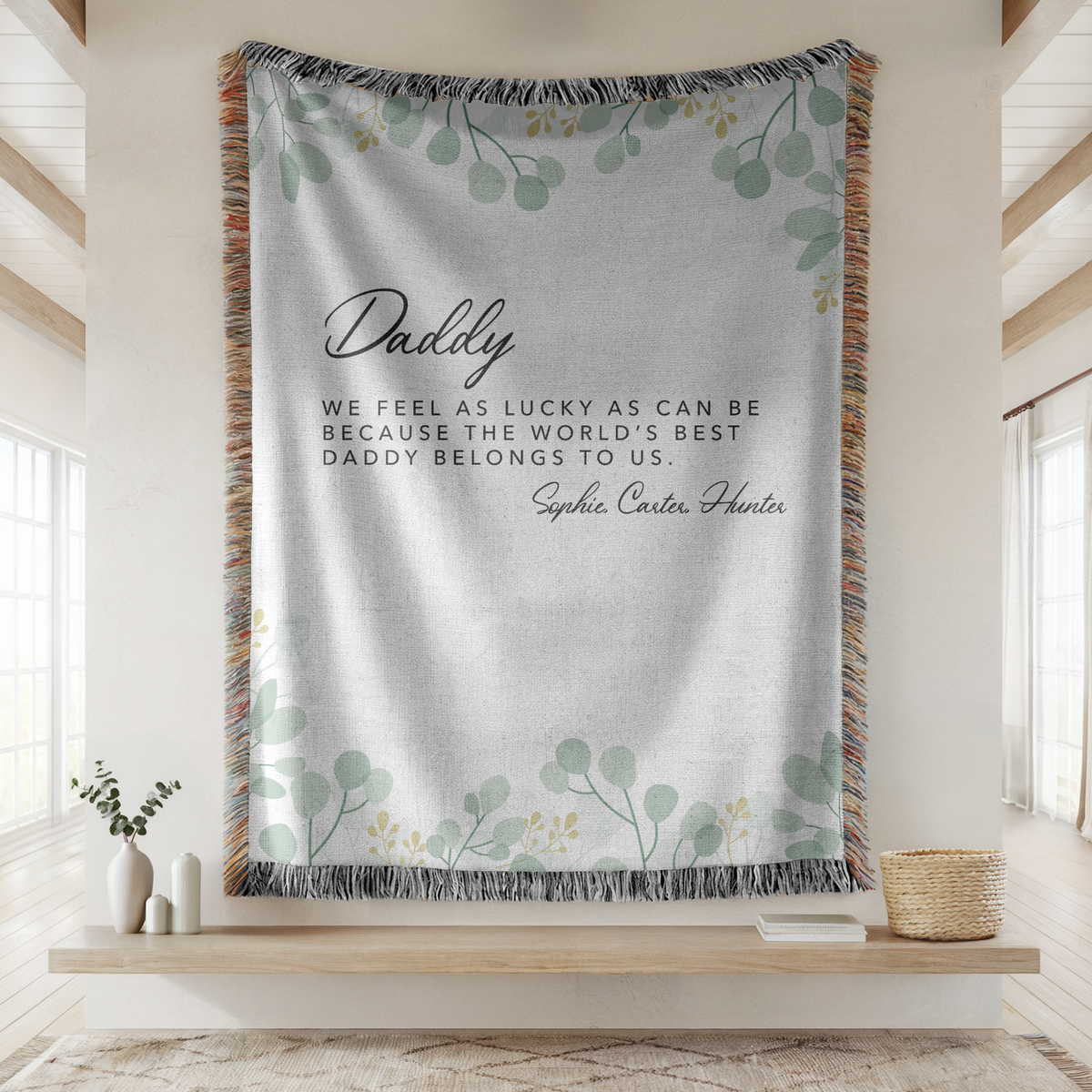 Personalized Dad Quote Woven Blanket, Custom Father's Day Gift Blanket, Sentimental Gift for Dad, Family Keepsake Throw, Gift from Kids
