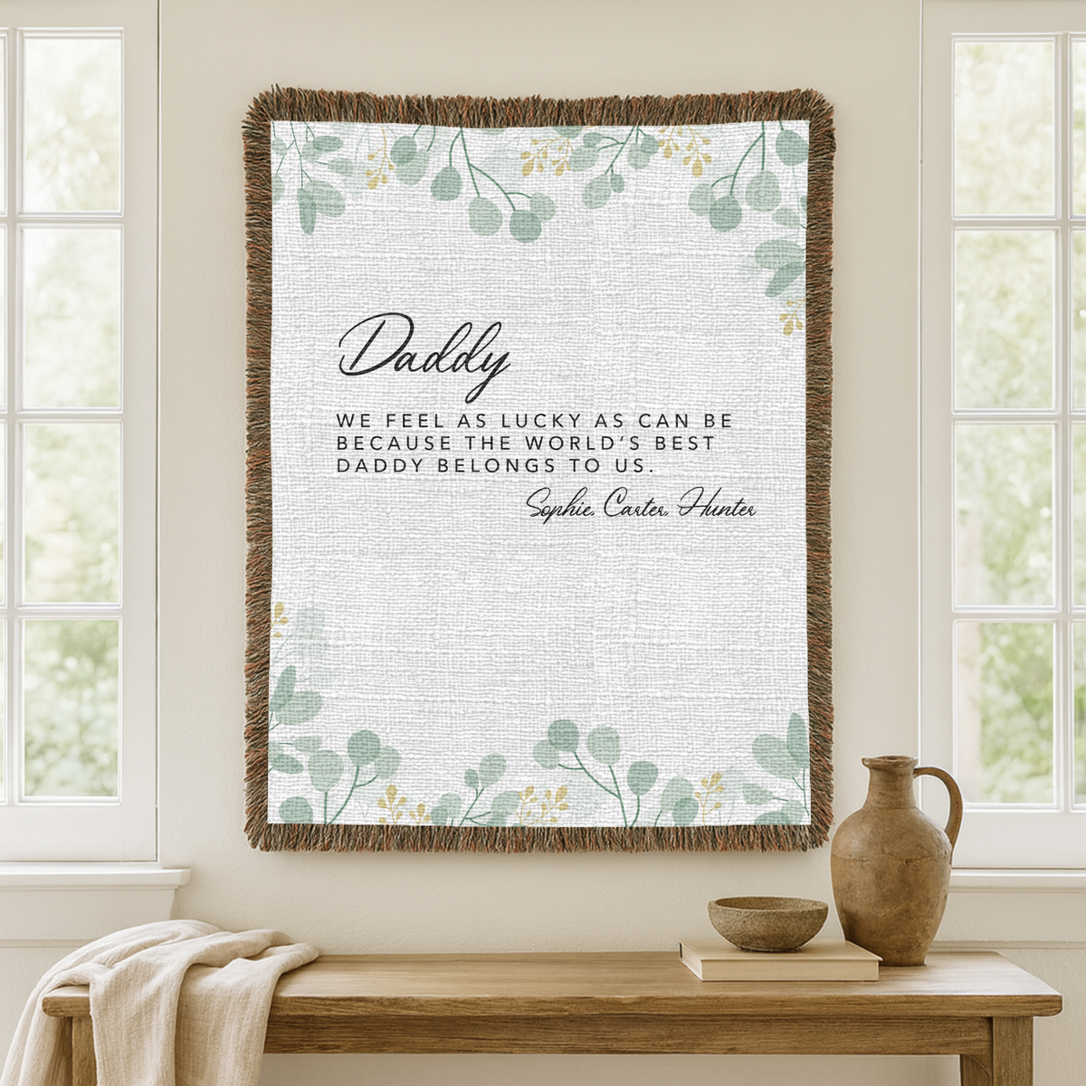 Personalized Dad Quote Woven Blanket, Custom Father's Day Gift Blanket, Sentimental Gift for Dad, Family Keepsake Throw, Gift from Kids