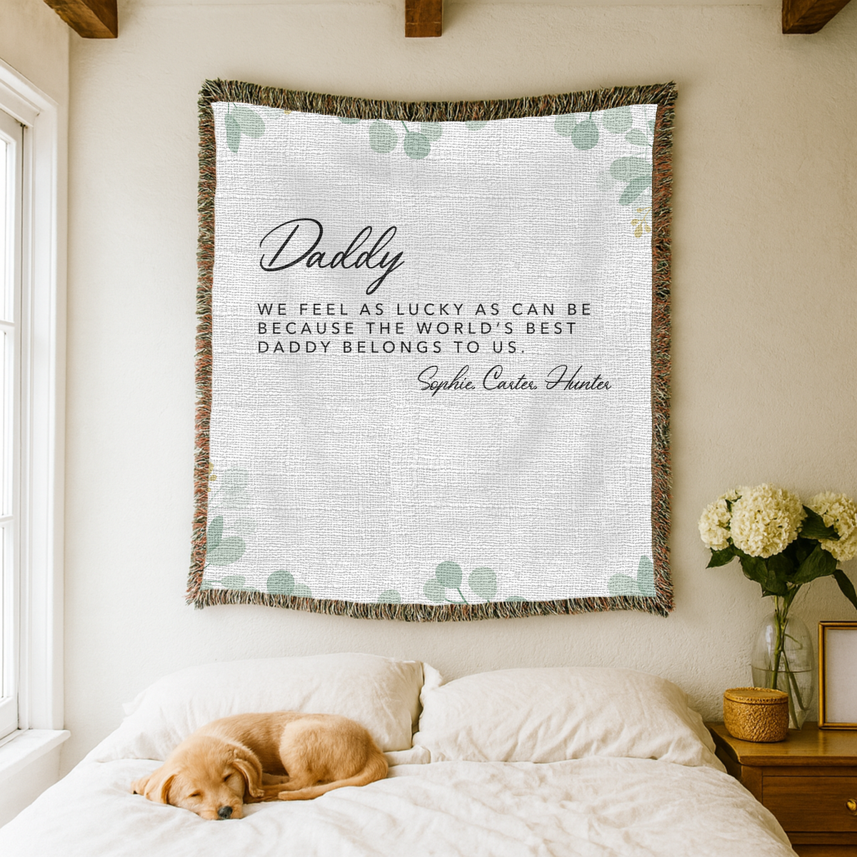 Personalized Dad Quote Woven Blanket, Custom Father's Day Gift Blanket, Sentimental Gift for Dad, Family Keepsake Throw, Gift from Kids