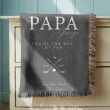 Personalized Golf Woven Blanket for Dad, Custom Papa Name Throw Blanket, Father’s Day Gift for Grandpa Golf Lover