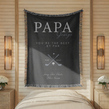 Personalized Golf Woven Blanket for Dad, Custom Papa Name Throw Blanket, Father’s Day Gift for Grandpa Golf Lover