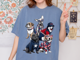Patriotic Dog Comfort Shirt, Funny USA Dog Lover Tshirt for Fourth of July, American Flag Puppy Graphic Tee Gift