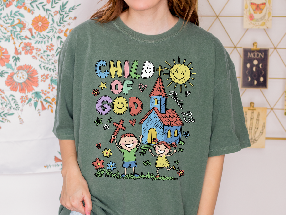 Christian Kids Comfort Shirt, Child Of God Graphic Tee, Faith Based Church Tshirt for Sunday School and Christian Family