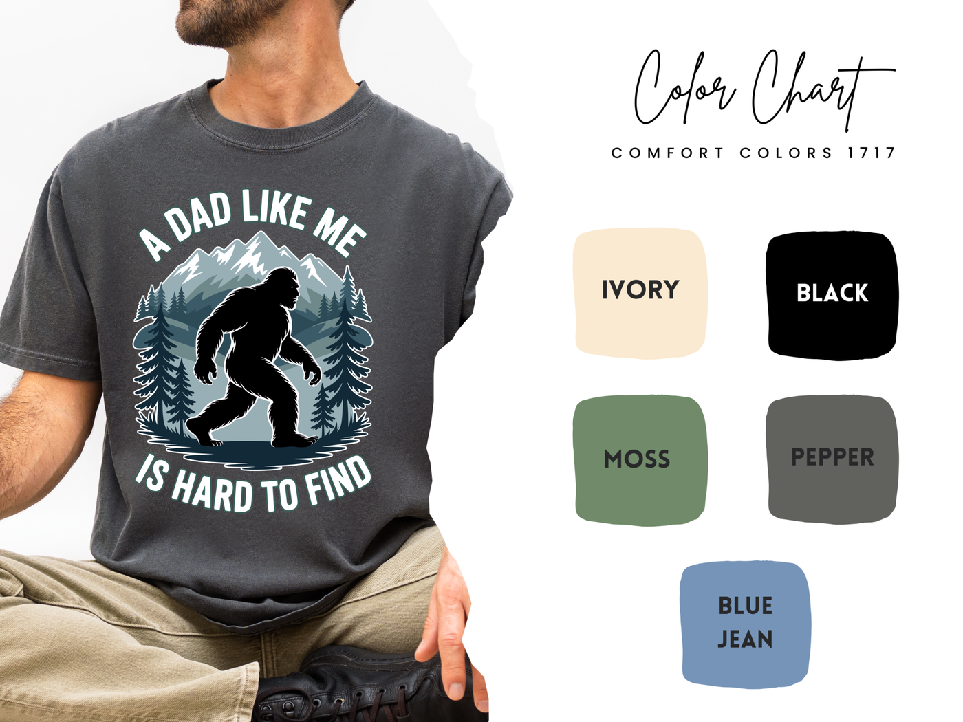 Bigfoot Comfort Shirt, Funny Sasquatch Graphic Tee, A Dad Like Me Is Hard To Find Shirt, Fathers Day Gift for Dad