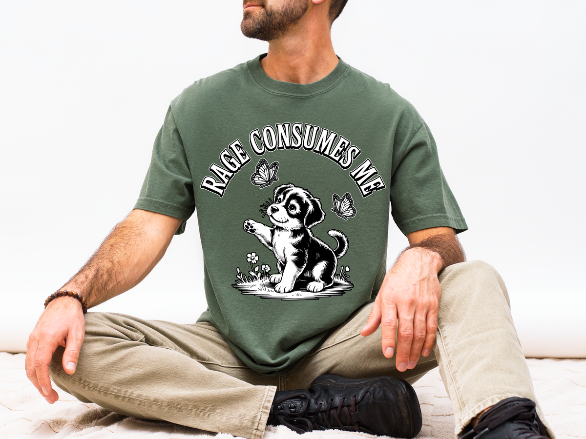 Funny Dog Lover Comfort Shirt, Rage Consumes Me Puppy Graphic Tee, Cute Sarcastic Dog Tshirt for Pet Owners and Introverts