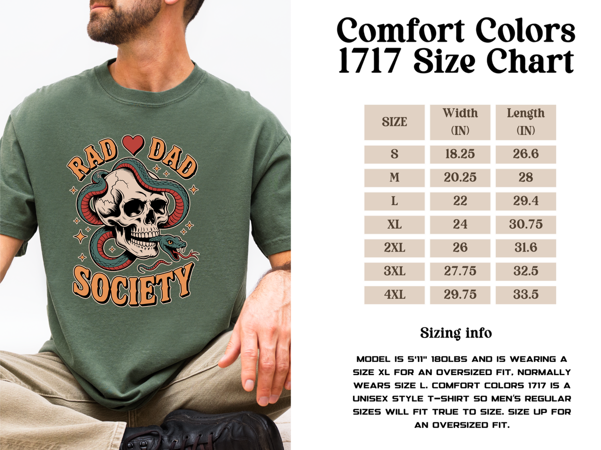 Rad Dad Society Comfort Shirt, Skull Snake Graphic Tee, Edgy Fatherhood Tshirt, Alternative Dad Gift for Fathers Day