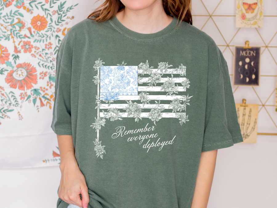 Military Deployment Comfort Colors Shirt, Patriotic Support Troops Graphic Tee, Remember Everyone Deployed Shirt, Vintage Americana Comfort Tee