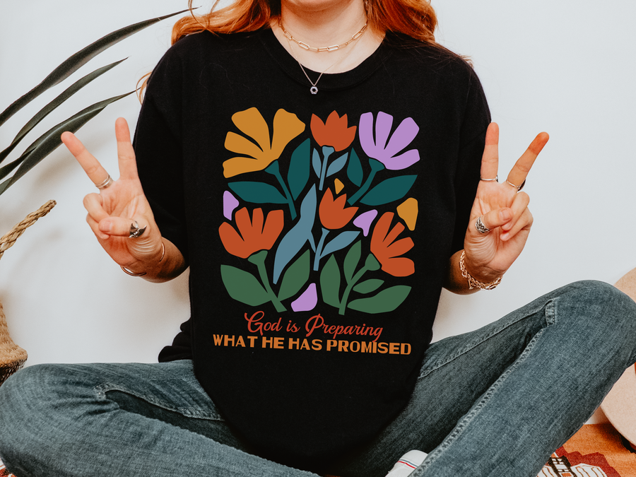Christian Floral Comfort Colors Shirt, Faith Based Graphic Tee for Women, Bible Verse Comfort Tee, Inspirational Christian Flower Shirt