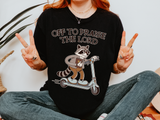 Funny Christian Comfort Colors Shirt, Off to Praise the Lord Raccoon Tee, Cute Faith Based Graphic Tee, Trendy Christian Shirt for Women