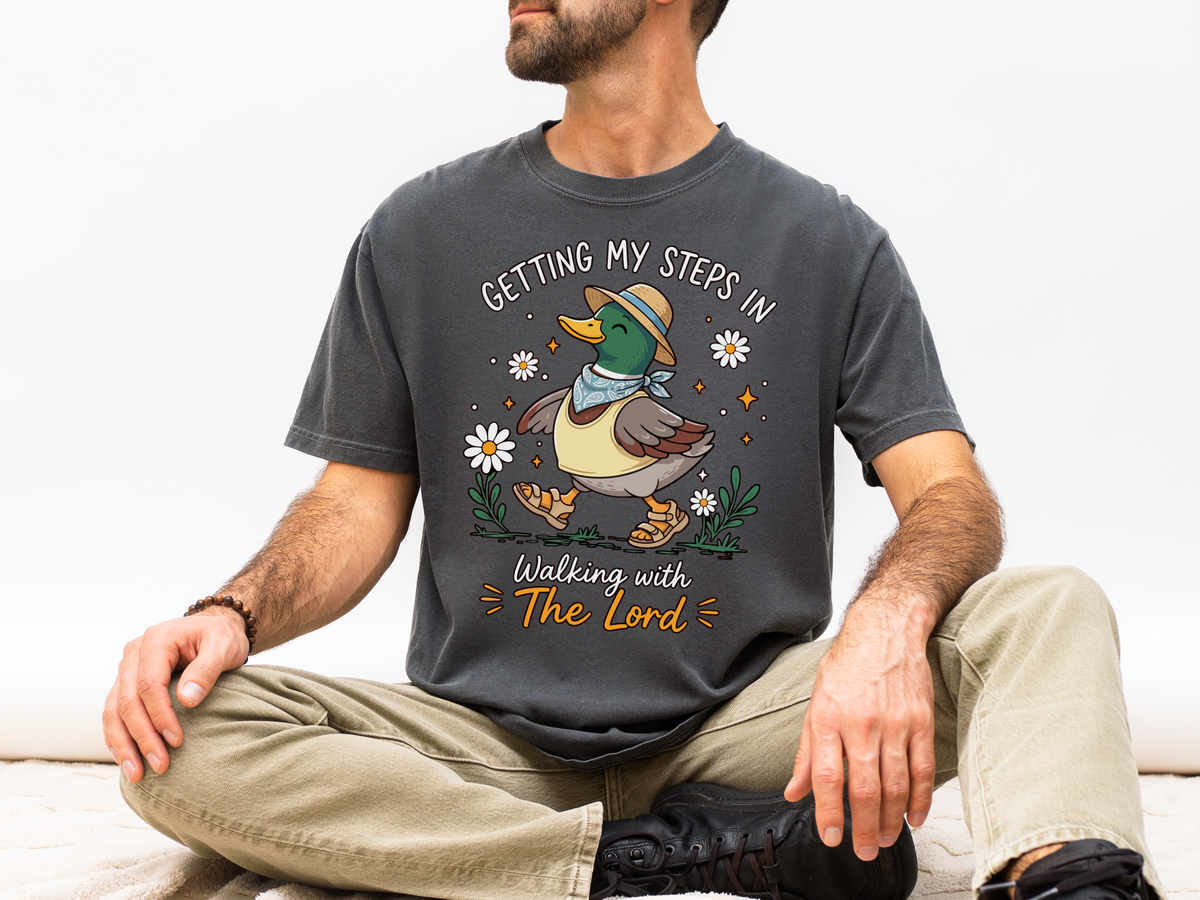 Christian Duck Comfort Colors Shirt, Walking with the Lord Graphic Tee, Cute Faith Based Duck Shirt, Trendy Christian Comfort Tee