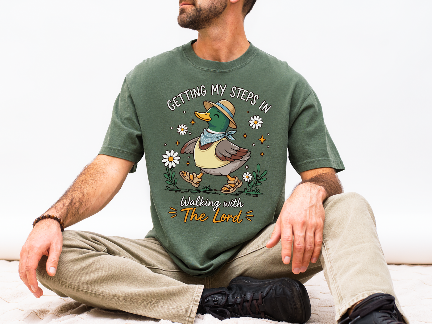 Christian Duck Comfort Colors Shirt, Walking with the Lord Graphic Tee, Cute Faith Based Duck Shirt, Trendy Christian Comfort Tee