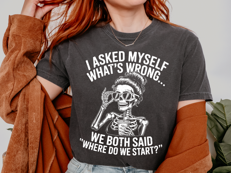 Funny Skeleton Comfort Colors Shirt, Sarcastic Mental Health Graphic Tee, Dark Humor Skeleton Shirt, Trendy Oversized Comfort Tee