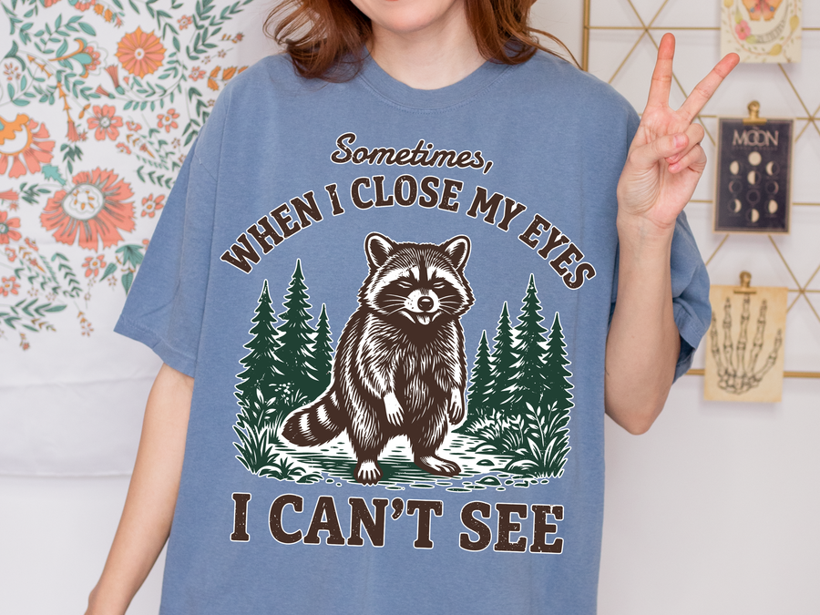 Funny Raccoon Comfort Colors Shirt, Sarcastic Woodland Animal Graphic Tee, Cute Introvert Humor Oversized Shirt for Women
