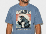 Funny Dadzilla Comfort Colors Shirt, Father of Monsters Graphic Tee, Cool Dinosaur Dad Shirt, Father's Day Gift for Dad, Retro Kaiju Tee