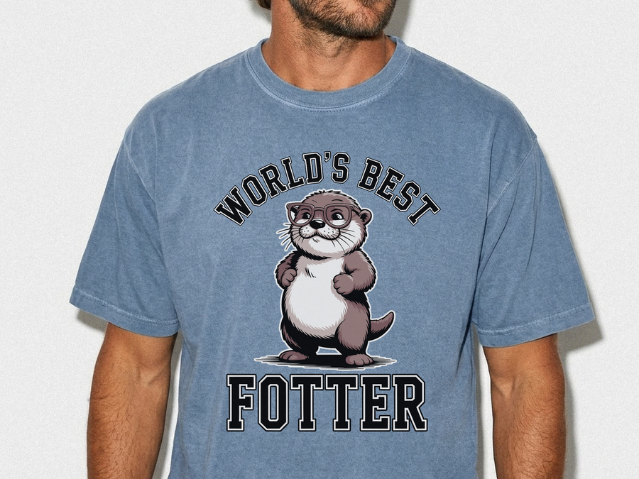 Funny Otter Dad Comfort Colors Shirt, World’s Best Fotter Graphic Tee, Cute Father’s Day Shirt, Animal Lover Dad Gift Tee