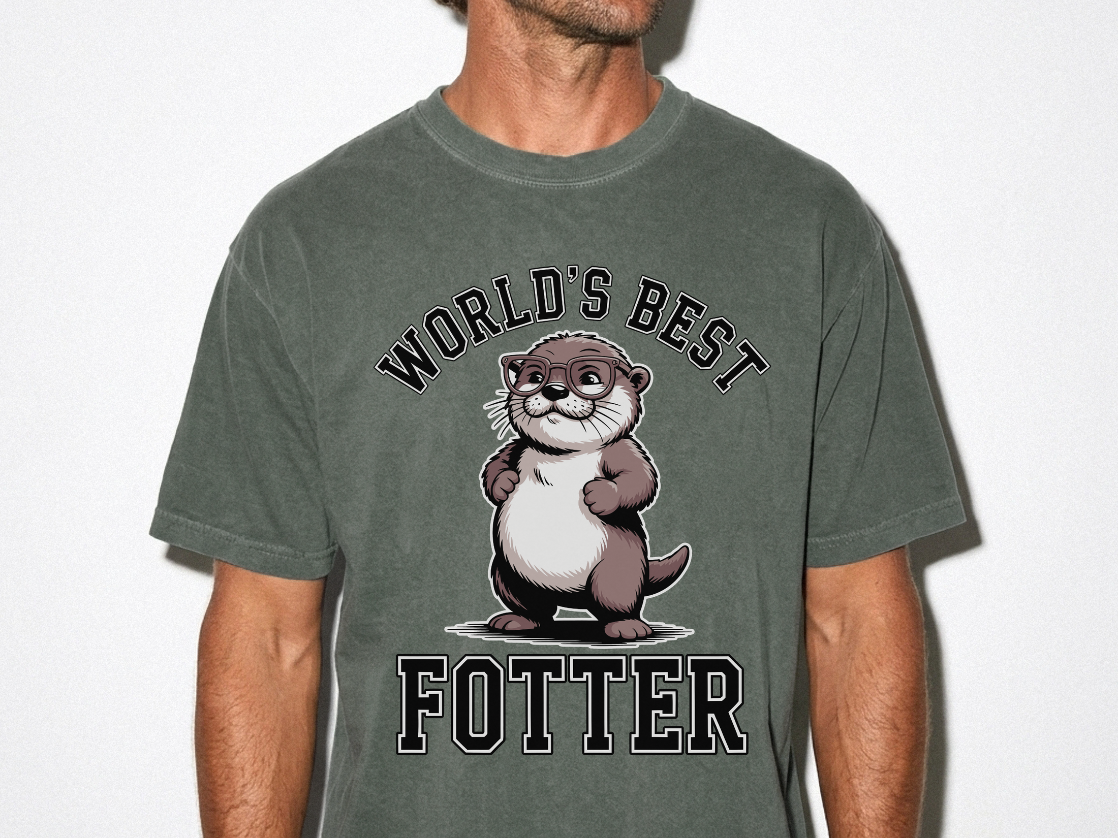 Funny Otter Dad Comfort Colors Shirt, World’s Best Fotter Graphic Tee, Cute Father’s Day Shirt, Animal Lover Dad Gift Tee