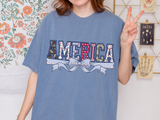 Patriotic America Bow Shirt, Coquette Fourth of July Tee for Women, Vintage USA Graphic Shirt, Cute Americana Outfit, Independence Day Gift