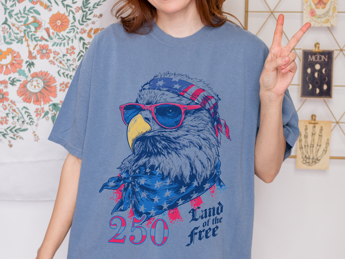 Patriotic Eagle Graphic T Shirt, Vintage America 250 Tee, Land of the Free Shirt, Fourth of July USA Graphic Tee for Men Women