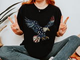 Patriotic Eagle Graphic Tee, Vintage USA Bird Shirt, Americana Freedom T Shirt, Fourth of July Eagle Shirt for Women